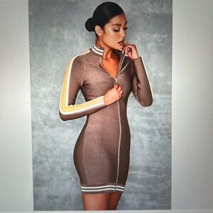 Mistress Rocks Zip Up long sleeve bandage body on dress Small